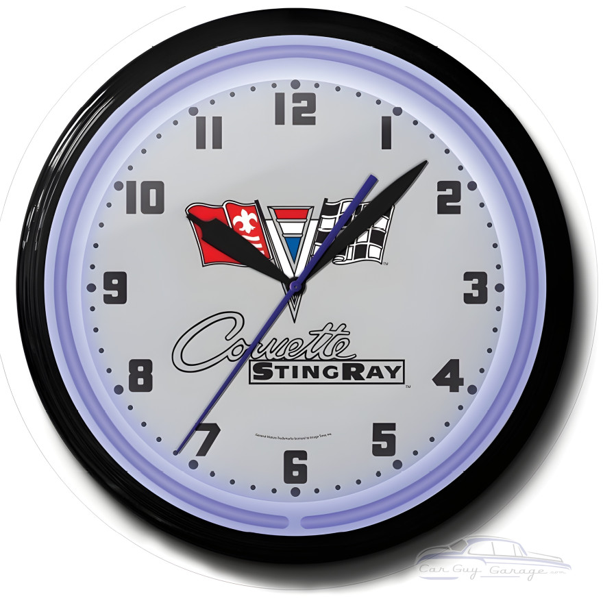 Corvette Stingray Blue Neon Clock Corvette Stingray Blue Neon Clock