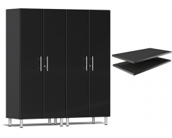 Midnight Black Wood 2 Closet Cabinets with 2 additional Shelves