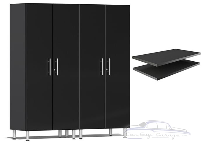 Midnight Black Metallic MDF 2 Closet Cabinets with 2 additional Shelves