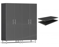 Graphite Grey Metallic MDF 2 Closet Cabinets with 2 extra Shelves