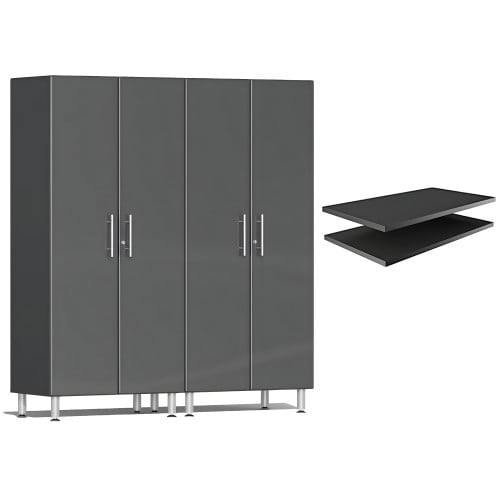 Grey Modular 2 Closet Cabinets with 2 extra Shelves