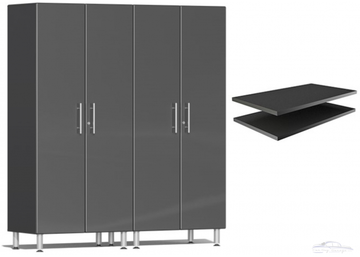 Graphite Grey Metallic MDF 2 Closet Cabinets with 2 extra Shelves
