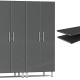 Grey Modular 2 Closet Cabinets with 2 extra Shelves