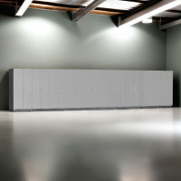 Silver Modular 10 Piece Tall Locking Garage Closet Cabinet Set
