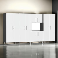 White Modular 5-Piece Tall Closet Garage Cabinet System, 142in
