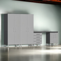 Silver Modular 5-Piece Garage Cabinet Set with Worktop (141in W)