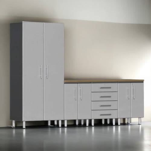 Silver Modular 5 Piece Set of Garage Cabinets