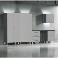Silver Modular 6-Piece Garage Cabinet Kit with Workstation