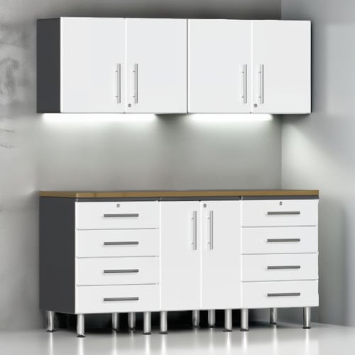 White Modular 6 Piece Garage Workstation Set
