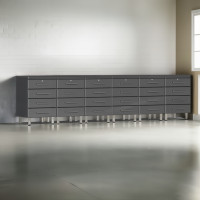 Grey Modular 8-Piece Dual Garage Workstation Drawer Base Cabinet Kit