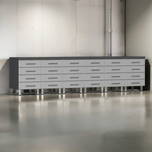 Silver Modular 8 Piece Dual Garage Workstation Kit