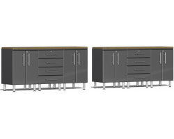 Graphite Grey Metallic MDF 8-Piece Dual Workstation Set
