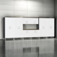 White Modular 9 Piece Garage Cabinet Kit with Worktop