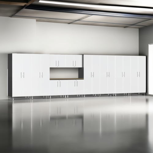 White Modular 11 Piece Set of Garage Cabinets
