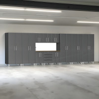 Grey Modular 12-Piece Garage Cabinet Set with Workbench