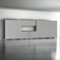 Silver Modular 12-Piece Garage Cabinet System with Workbench