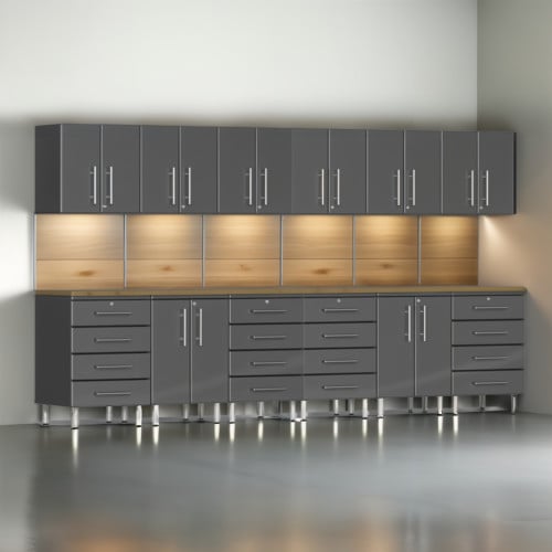 Grey Modular 14 Piece Set of Garage Cabinets