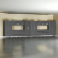 Grey Modular 18-Piece Garage Storage Cabinet System with Workbench