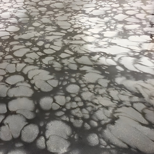 Obsidian Silver Basecoat with Storm Cloud Effects Metallic Epoxy