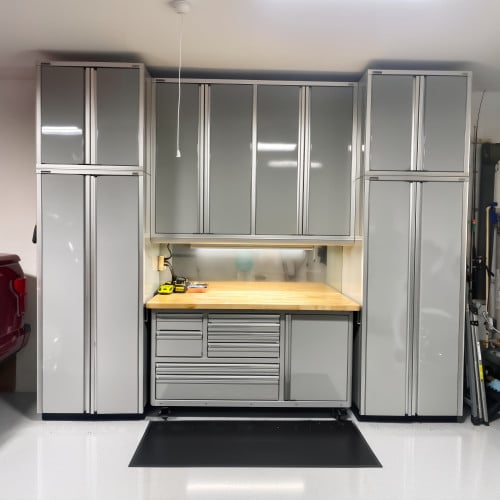 12-Foot Aluminum Garage Cabinets, Workbench, and Tool Cart