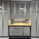 12 Foot Wide Aluminum Garage Cabinets with Rolling Tool Cart