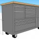 12 Foot Wide Aluminum Garage Cabinets with Rolling Tool Cart