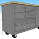 12 Foot Wide Aluminum Garage Cabinets with Rolling Tool Cart