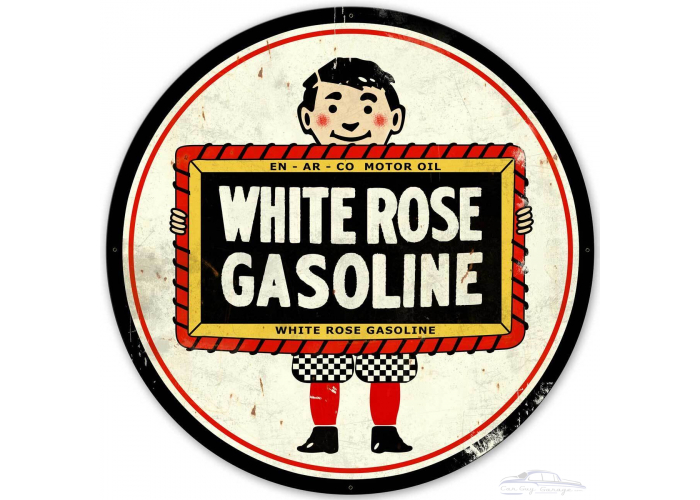 White Rose Gasoline Metal Sign