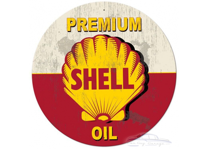 Red Premium Shell Oil Grunge LED Metal Sign