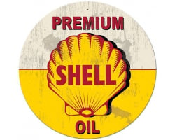 Yellow Premium Shell Oil Grunge Metal Sign - 42" x 42"