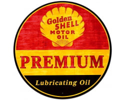 Golden Shell Motor Oil Premium Lubricating Oil Metal Sign - 42" x 42"