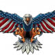 Eagle with US Flag Wing Spread Metal Sign - 58" x 35"