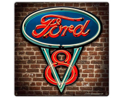Ford V-8 Sign 2 Metal Sign - 30" x 30"
