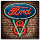 Ford V-8 Sign 2 Metal Sign - 30" x 30"