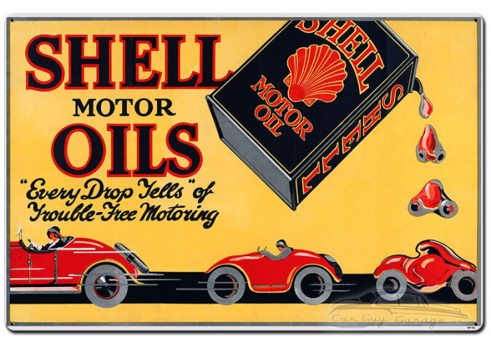 Shell Motor Oil Trouble Free Motoring Metal Sign - 36" x 24"