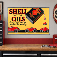 Shell Motor Oil Trouble Free Motoring Metal Sign - 36" x 24"