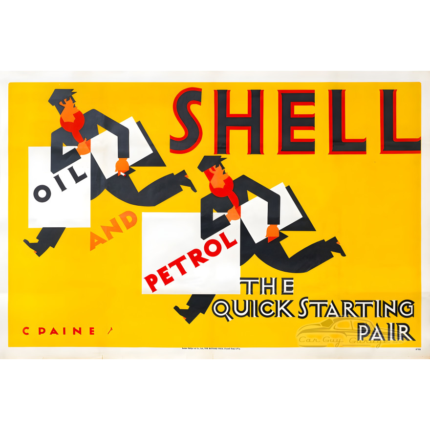 The Quick Starting Pair Shell Oil Two Men Metal Sign - 36" x 24"