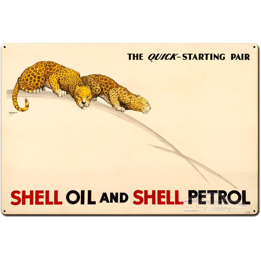 The Quick Starting Pair Shell Oil Cats Metal Sign - 36" x 24"