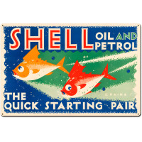 The Quick Starting Pair Shell Oil Fish Metal Sign - 36" x 24"