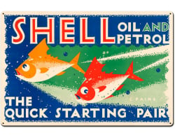 The Quick Starting Pair Shell Oil Fish Metal Sign - 36" x 24"