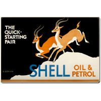The Quick Starting Pair Shell Oil Gazelles Metal Sign - 36" x 24"