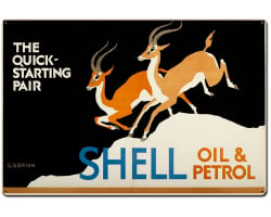 The Quick Starting Pair Shell Oil Gazelles Metal Sign - 36" x 24"