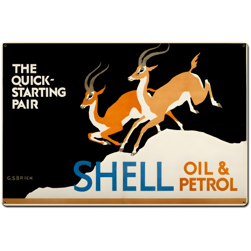 The Quick Starting Pair Shell Oil Gazelles Metal Sign - 36" x 24"