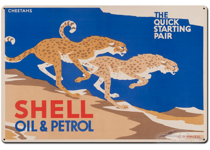 The Quick Starting Pair Shell Oil Cheetahs Metal Sign - 36" x 24"