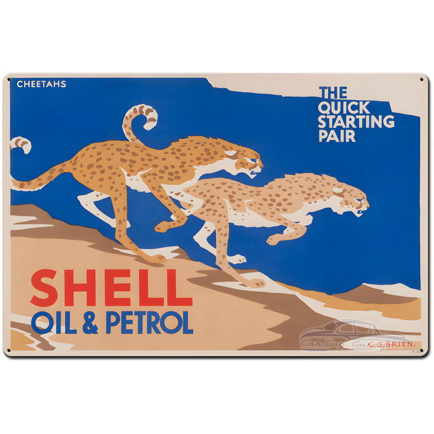 The Quick Starting Pair Shell Oil Cheetahs Metal Sign - 36" x 24"