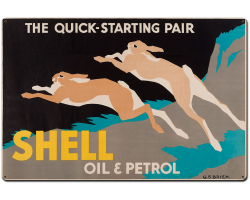 The Quick Starting Pair Shell Oil Rabbits Metal Sign - 36" x 24"
