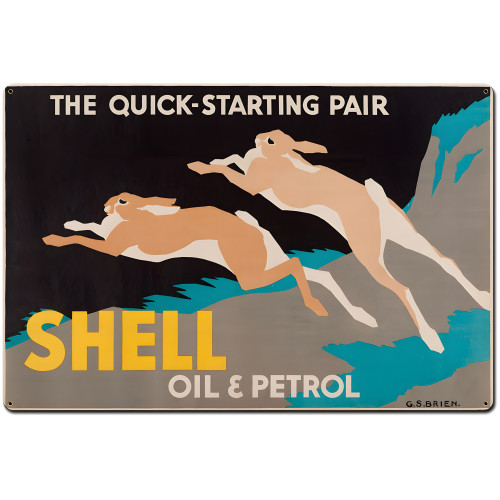 The Quick Starting Pair Shell Oil Rabbits Metal Sign - 36" x 24"