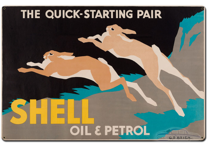 The Quick Starting Pair Shell Oil Rabbits Metal Sign - 36" x 24"