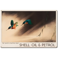 The Quick Starting Pair Shell Oil Hummingbirds Metal Sign - 36" x 24"