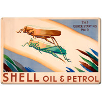 The Quick Starting Pair Shell Oil Grasshoppers Metal Sign - 36" x 24"